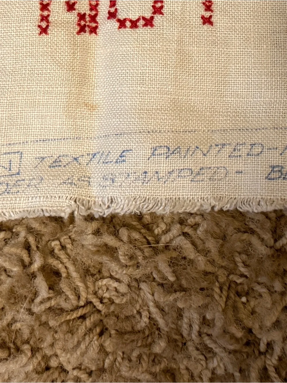 Vintage Belgian Linen Cross Stitch Sampler The Lord Is My Shepherd Art